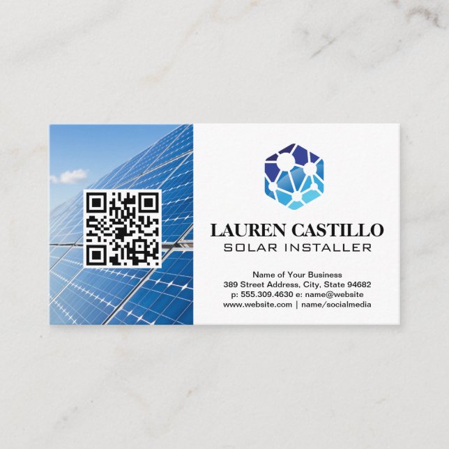 Tech Logo | Solar Panels | QR Business Card (Front)