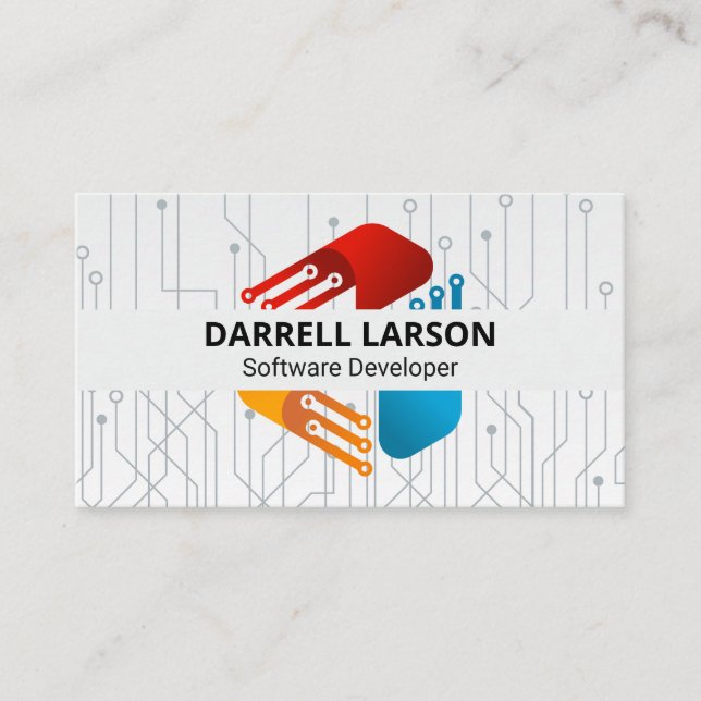 Tech Modern Logo | Circuitry Business Card (Front)