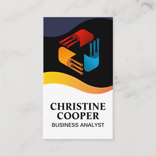 Tech Modern Logo | Electronic Nodes Business Card (Front)