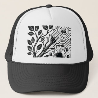 Tech Nature Fusion Minimalist Circuit Branch Line  Trucker Hat