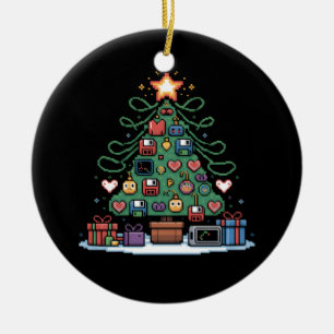 Tech Programming Retro Gaming Christmas Tree Geek Ceramic Ornament