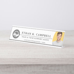Tech + Sales Agents Symbol + Logo + Photo Desk Name Plate