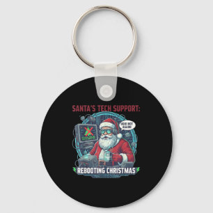 Tech Santa Rebooting s Support Joke Keychain