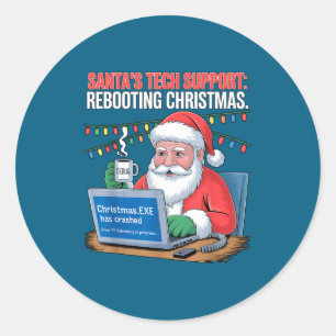 Tech Santa Rebooting s Support Smile Classic Round Sticker