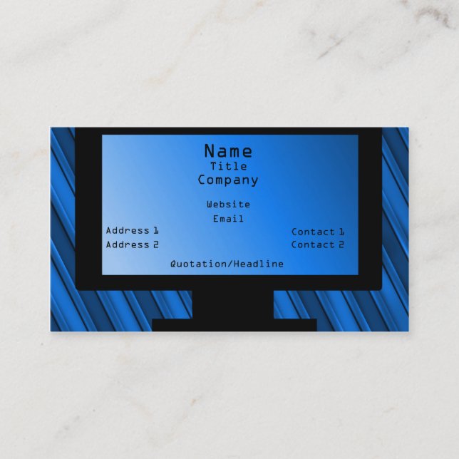 Tech Savvy Business Card, Royal Blue Business Card (Front)