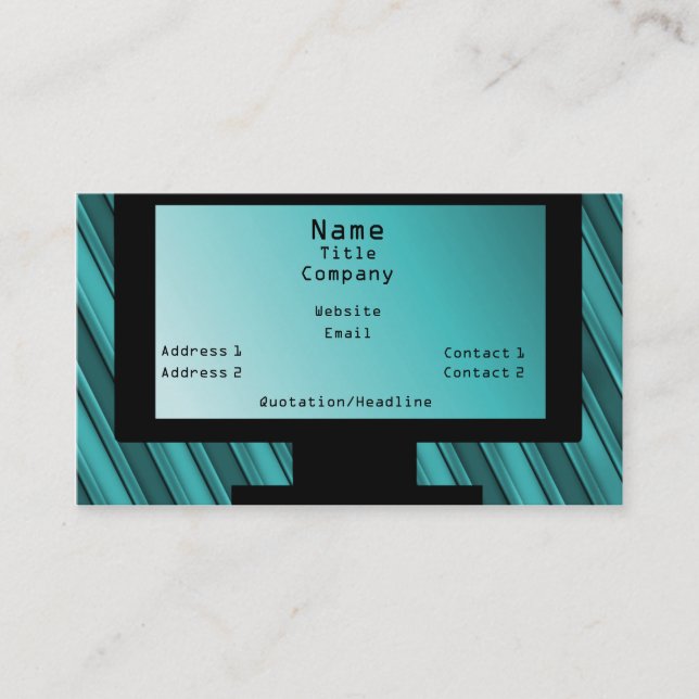 Tech Savvy Business Card, Teal Card (Front)