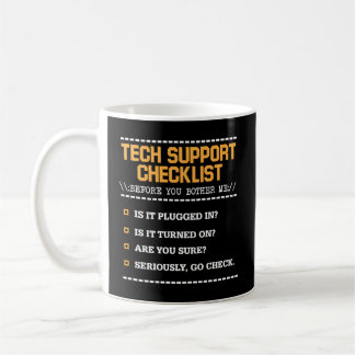 Tech Support Checklist Computer Geek Sysadmin Coffee Mug
