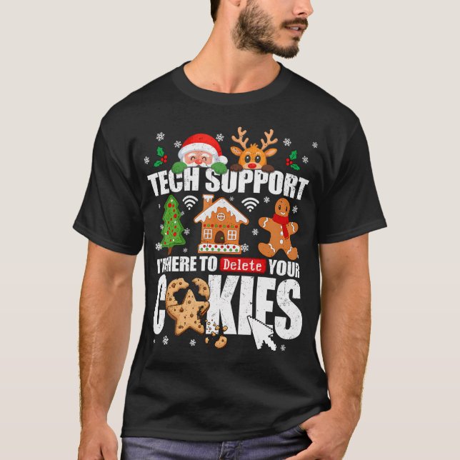Tech Support Delete Your Cookies Men Ugly Christma T-Shirt (Front)