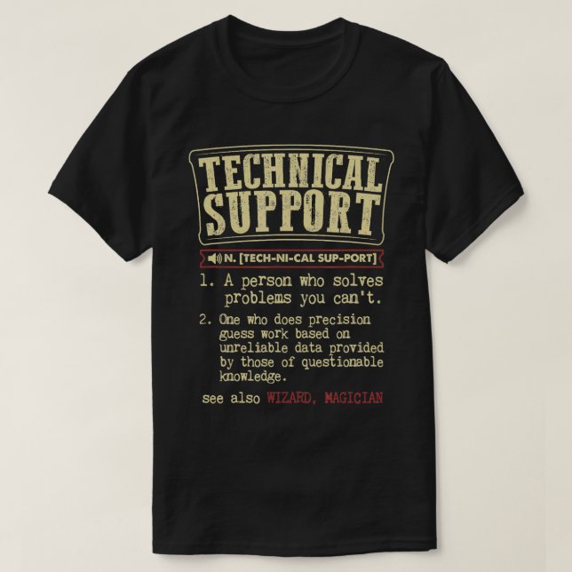 Tech Support Gift Funny Dictionary Definition  T-Shirt (Design Front)