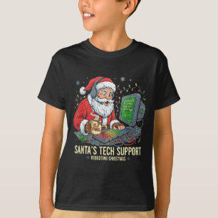 Tech Support Rebooting s Computer Santa Santa Fun T-Shirt