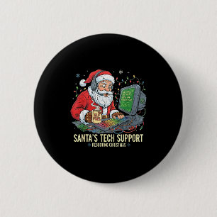 Tech Support Rebooting s Computer Santa Santa Humo 2 Inch Round Button