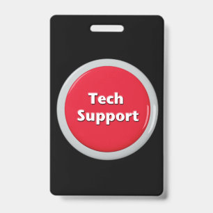 Tech Support Red Panic Button Badge