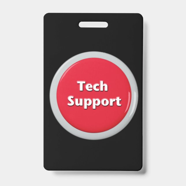 Tech Support Red Panic Button Badge (Front)