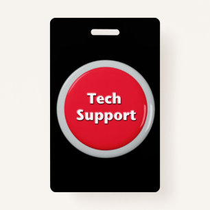 Tech Support Red Panic Button Badge