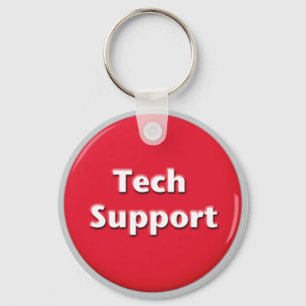 Tech Support Red Panic Button Keychain