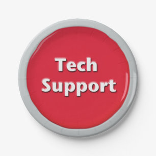 Tech Support Red Panic Button Paper Plate