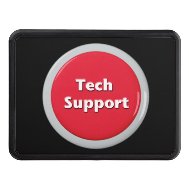 Tech Support Red Panic Button Trailer Hitch Cover (Front)