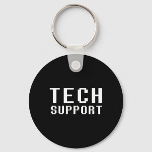 Tech Support Retro Gamer 8-bit Pixel Font Funny Ge Keychain