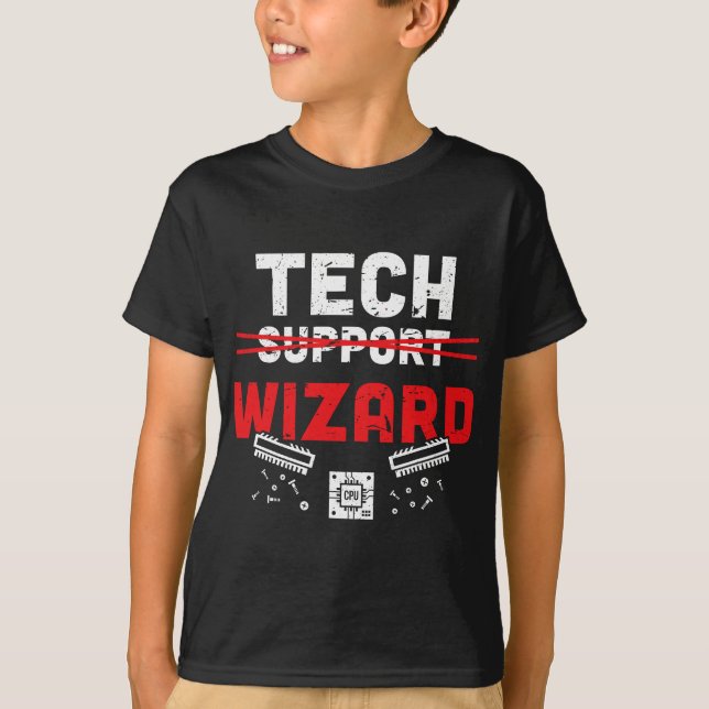 Tech Support Wizard Helpdesk Men Computer Technici T-Shirt (Front)