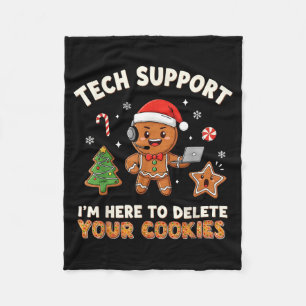 Tech Suprt Christmas Cookies Women Men Funny Chris Fleece Blanket