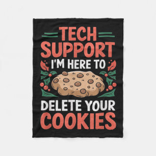 Tech Suprt Christmas Helpdesk Computer Geek Cookie Fleece Blanket