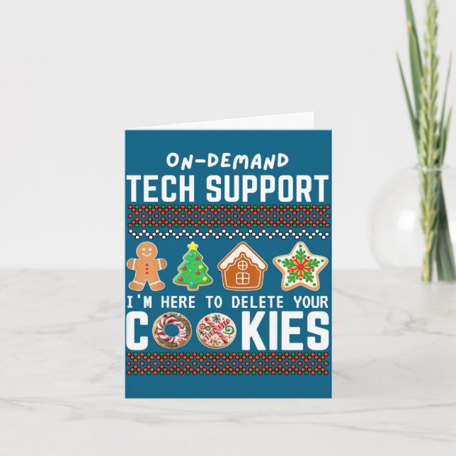 Tech Suprt Delete Cookies Funny Design Christmas P Card (Front)