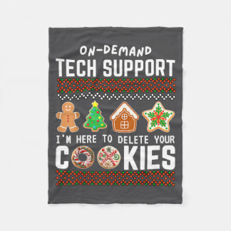 Tech Suprt Delete Cookies Funny Design Christmas P Fleece Blanket