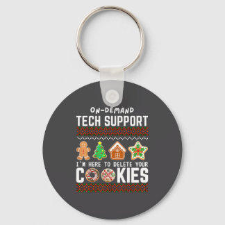 Tech Suprt Delete Cookies Funny Design Christmas P Keychain
