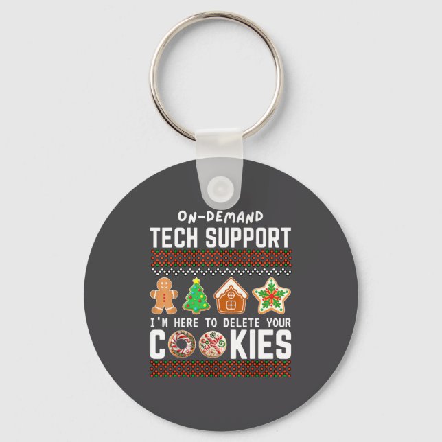 Tech Suprt Delete Cookies Funny Design Christmas P Keychain (Front)