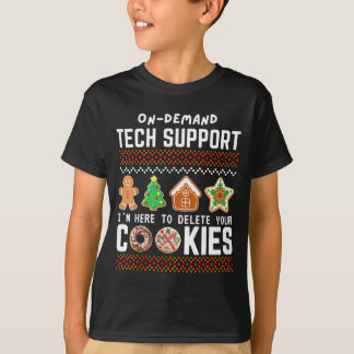 Tech Suprt Delete Cookies Funny Design Christmas P T-Shirt