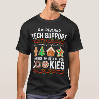 Tech Suprt Delete Cookies Funny Design Christmas P T-Shirt