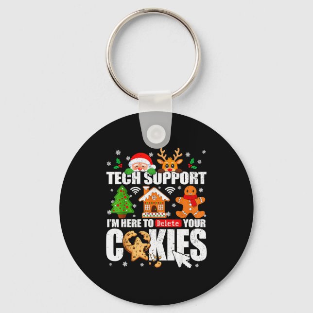Tech Suprt Delete Your Cookies Men Ugly Christmas  Keychain (Front)