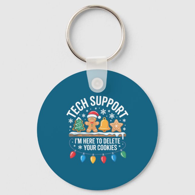 Tech Suprt Im Here To Delete Your Cookies Christma Keychain (Front)