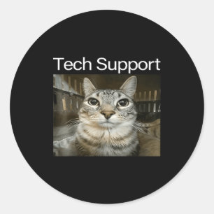 Tech Suprt Silly Staring Cat Meme Gen Alpha Humor  Classic Round Sticker