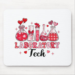 Tech Test Tube Leopard Hearts Valentine's Day Mouse Pad