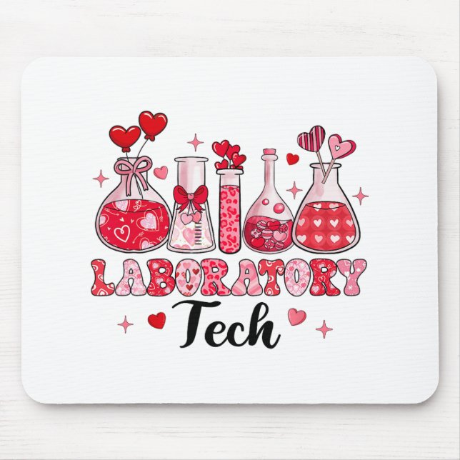 Tech Test Tube Leopard Hearts Valentine's Day  Mouse Pad (Front)