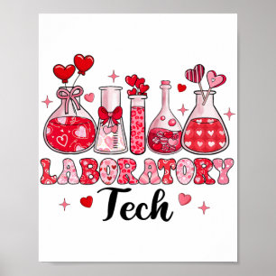 Tech Test Tube Leopard Hearts Valentine's Day Poster