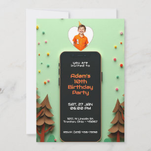 Tech-Themed Smartphone Personalized Birthday Card
