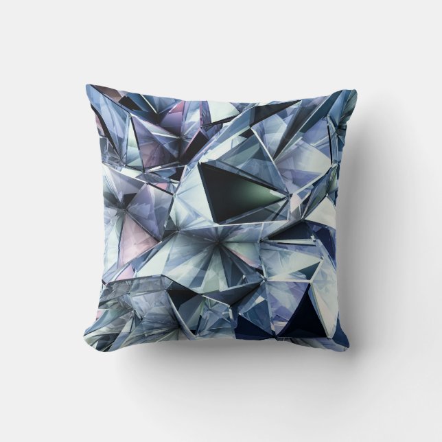 Tech Triangle Crystal: 3D Background Throw Pillow (Front)