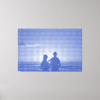 Tech White&Blue Halftone Effect Couple on Beach