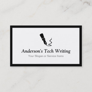 Tech Writer - Classic Black and White Pen Logo Business Card