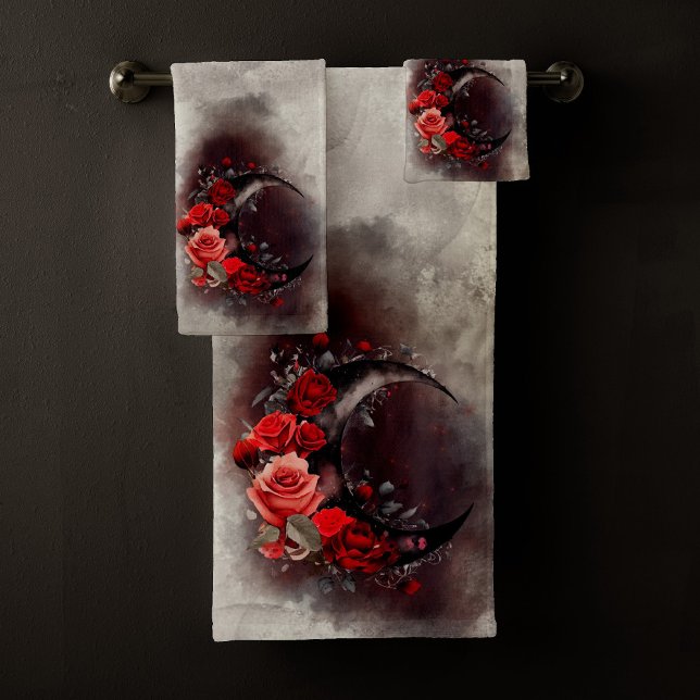 Técherie | Lune de croissant avec des roses rouges (Créateur téléchargé)