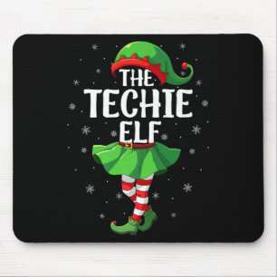 Techie Elf Christmas Girls Women Elf Squad Xmas Fa Mouse Pad