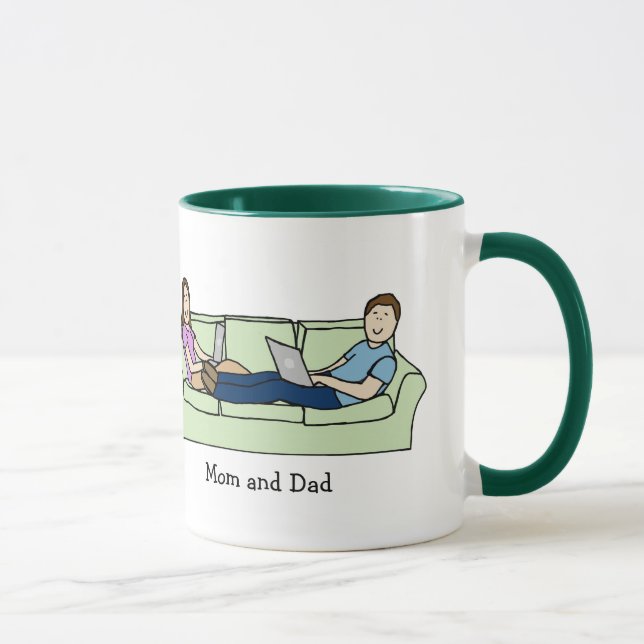 Techie Mom & Dad- personalized cartoon mug (Right)