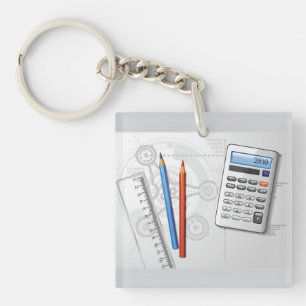 Technical Drawing Office Supplies Keychain