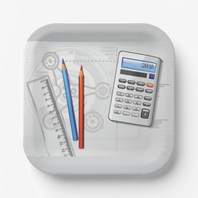 Technical Drawing Office Supplies Paper Plate (Front)