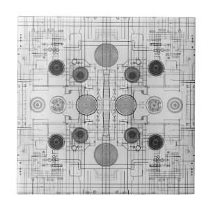 Technical Drawing Plans White Design Tile
