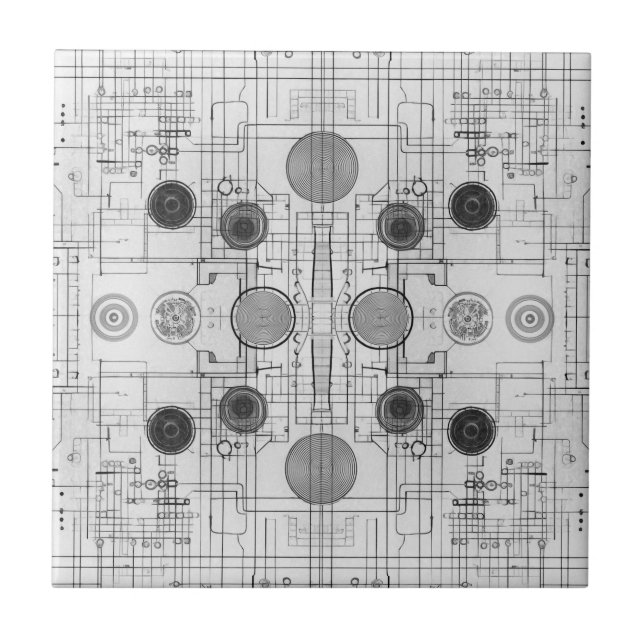 Technical Drawing Plans White Design Tile (Front)