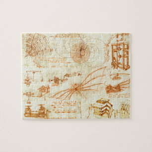 Technical drawing & sketches by Leonardo Da Vinci Jigsaw Puzzle