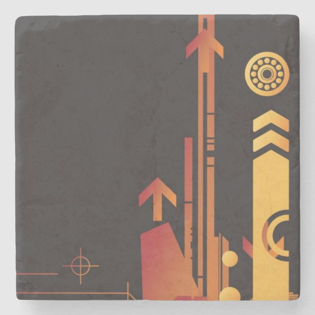 Technical halftone background 2 stone coaster (Front)